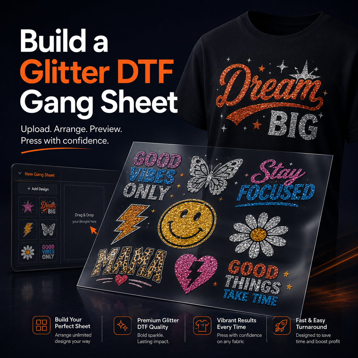 Build a Glitter DTF Gang Sheet